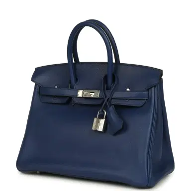 HERMÈS Pre-owned Hermes Birkin 25 Bleu Saphir Swift Palladium Hardware | Thumbnail 3 HERMÈS Pre-owned Hermes Birkin 25 Bleu Saphir Swift Palladium Hardware | Thumbnail 3