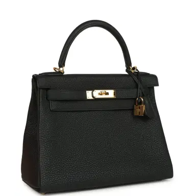 HERMÈS Pre-owned Hermes Kelly Retourne 28 Black Togo Gold Hardware | Thumbnail 2