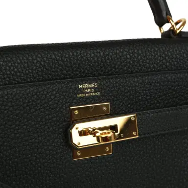 HERMÈS Pre-owned Hermes Kelly Retourne 28 Black Togo Gold Hardware | Thumbnail 7