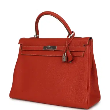 HERMÈS Pre-owned Hermes Retourne Kelly 35 Sanguine Clemence Palladium Hardware | Thumbnail 5 HERMÈS Pre-owned Hermes Retourne Kelly 35 Sanguine Clemence Palladium Hardware | Thumbnail 5