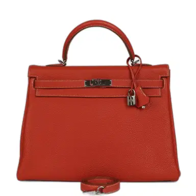 HERMÈS Pre-owned Hermes Retourne Kelly 35 Sanguine Clemence Palladium Hardware | Thumbnail 1 HERMÈS Pre-owned Hermes Retourne Kelly 35 Sanguine Clemence Palladium Hardware | Thumbnail 1