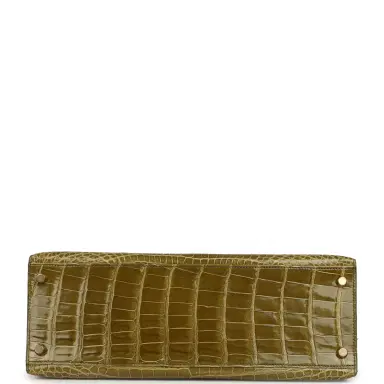 HERMÈS Vintage Hermes Kelly Sellier 32 Vert Anis Shiny Porosus Crocodile Gold Hardware | Thumbnail 6 HERMÈS Vintage Hermes Kelly Sellier 32 Vert Anis Shiny Porosus Crocodile Gold Hardware | Thumbnail 6