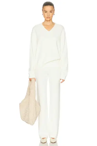Skims Wool Cashmere V Neck Pullover Sweater | Thumbnail 4