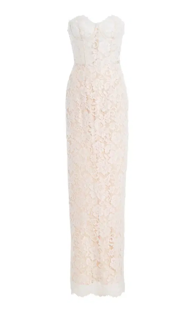 Strapless Lace Column Gown