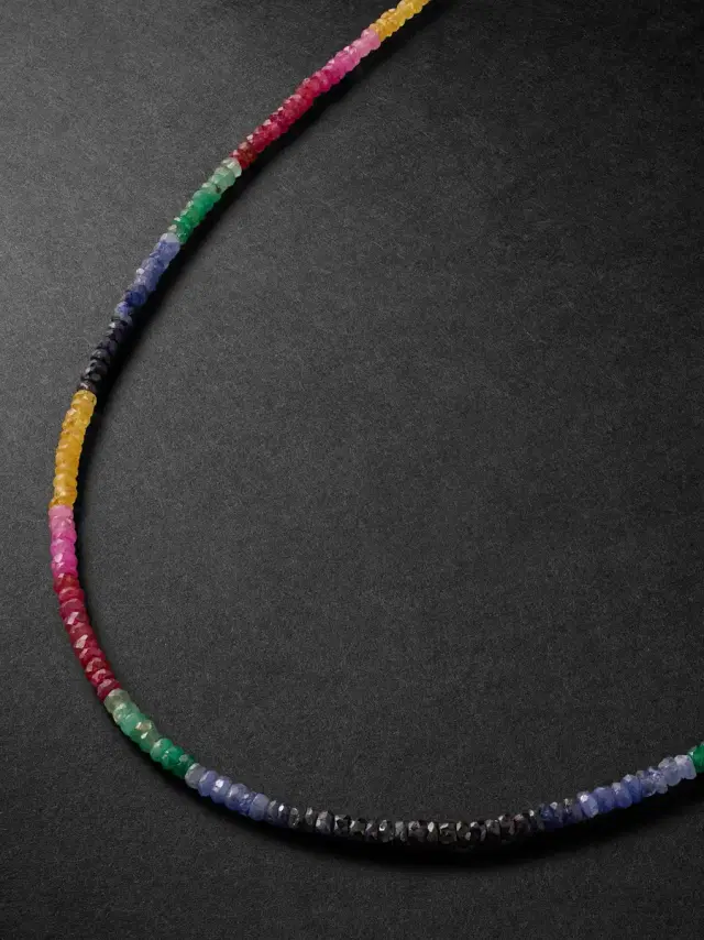 JIA JIA Dark Rainbow Gold Sapphire Beaded Necklace - Men