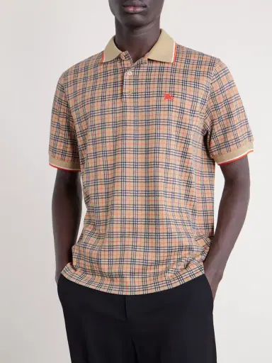 Burberry Logo-Embroidered Checked Jacquard Polo Shirt - Men | Thumbnail 3 Burberry Logo-Embroidered Checked Jacquard Polo Shirt - Men | Thumbnail 3
