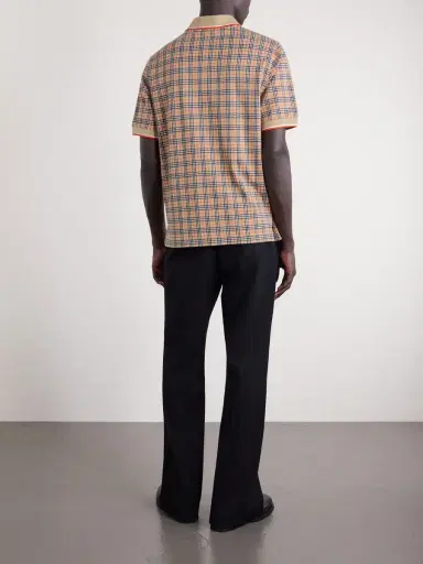 Burberry Logo-Embroidered Checked Jacquard Polo Shirt - Men | Thumbnail 4 Burberry Logo-Embroidered Checked Jacquard Polo Shirt - Men | Thumbnail 4