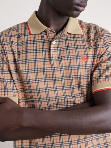 Burberry Logo-Embroidered Checked Jacquard Polo Shirt - Men | Thumbnail 5 Burberry Logo-Embroidered Checked Jacquard Polo Shirt - Men | Thumbnail 5