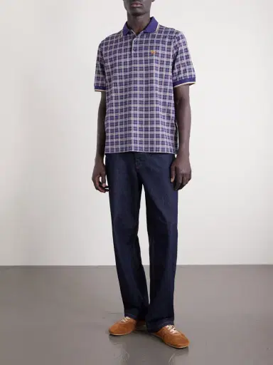 Burberry Logo-Embroidered Checked Jacquard Polo Shirt - Men | Thumbnail 2 Burberry Logo-Embroidered Checked Jacquard Polo Shirt - Men | Thumbnail 2