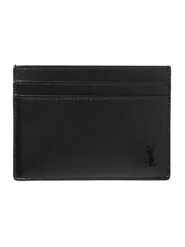 Tiny Cassandre Logo-Appliquéd Leather Cardholder - Men Tiny Cassandre Logo-Appliquéd Leather Cardholder - Men