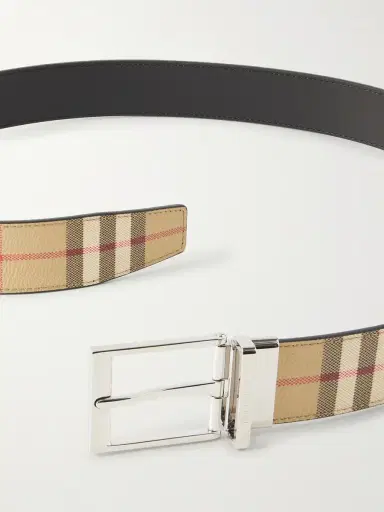 Burberry 3.5cm Reversible Checked Coated-Leather Belt - Men | Thumbnail 2 Burberry 3.5cm Reversible Checked Coated-Leather Belt - Men | Thumbnail 2