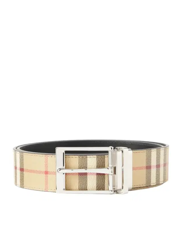 Burberry 3.5cm Reversible Checked Coated-Leather Belt - Men