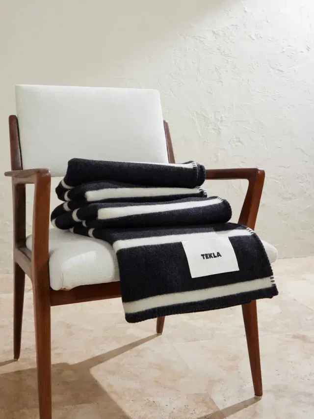 Tekla Logo-Appliquéd Striped Wool Blanket - Men