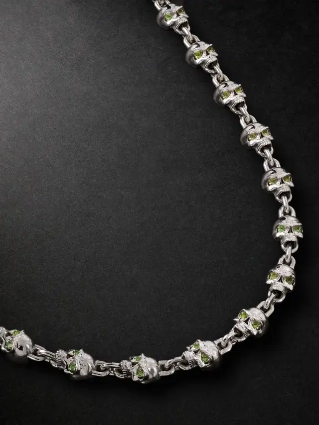 Alex Moss New York Dead Head 14-Karat White Gold Diamond Chain Necklace - Men