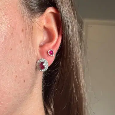 Wish Fine Jewelry 2.55ct Diamond Ruby Platinum Halo Stud Earrings | Thumbnail 2 Wish Fine Jewelry 2.55ct Diamond Ruby Platinum Halo Stud Earrings | Thumbnail 2