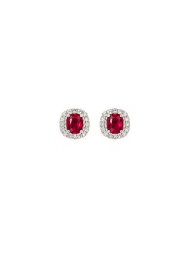 Wish Fine Jewelry 2.55ct Diamond Ruby Platinum Halo Stud Earrings | Thumbnail 1 Wish Fine Jewelry 2.55ct Diamond Ruby Platinum Halo Stud Earrings | Thumbnail 1