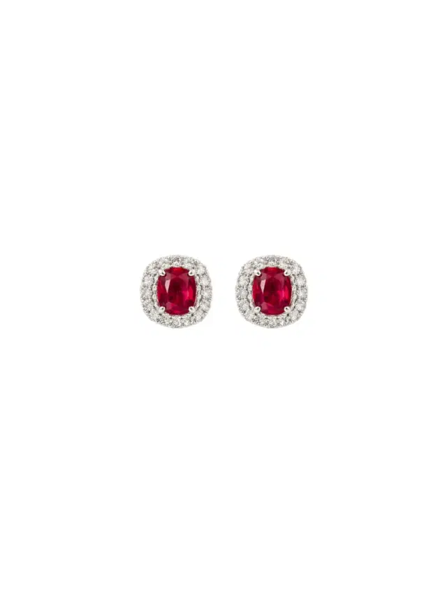 2.55ct Diamond Ruby Platinum Halo Stud Earrings 2.55ct Diamond Ruby Platinum Halo Stud Earrings