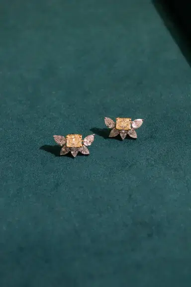 Wish Fine Jewelry 4.31ct Diamond 18K Gold Half Flower Earrings | Thumbnail 3 Wish Fine Jewelry 4.31ct Diamond 18K Gold Half Flower Earrings | Thumbnail 3
