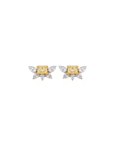 Wish Fine Jewelry 4.31ct Diamond 18K Gold Half Flower Earrings | Thumbnail 1 Wish Fine Jewelry 4.31ct Diamond 18K Gold Half Flower Earrings | Thumbnail 1