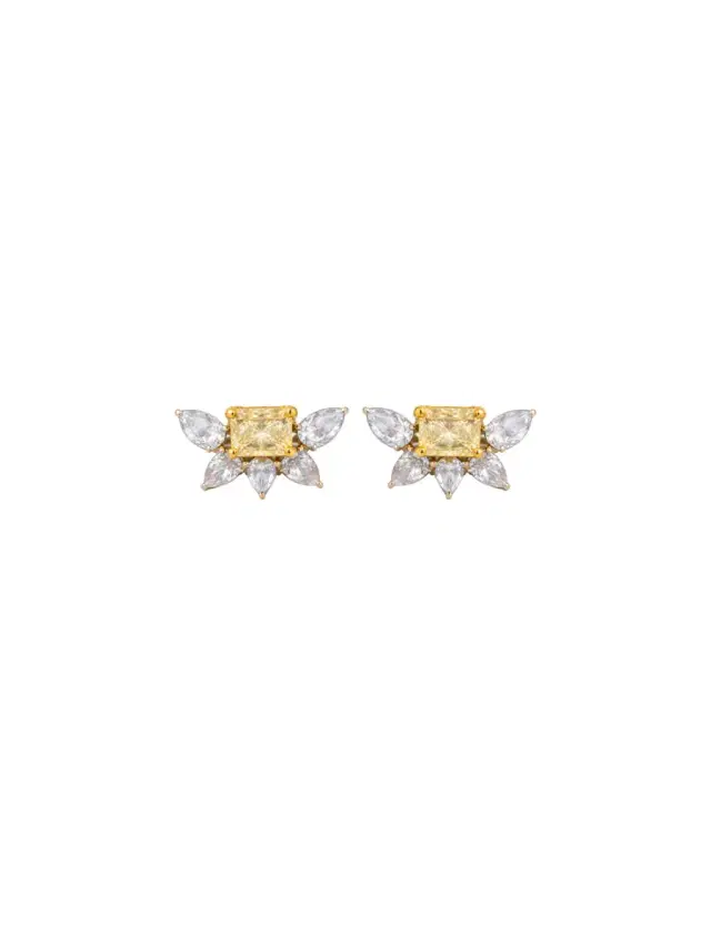 Wish Fine Jewelry 4.31ct Diamond 18K Gold Half Flower Earrings