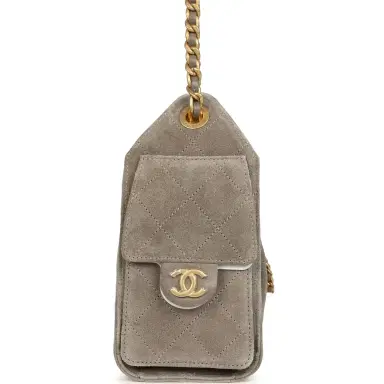 Chanel Chanel Mini 25 Hobo Bag Dark Grey Suede Antique Gold Hardware | Thumbnail 4 Chanel Chanel Mini 25 Hobo Bag Dark Grey Suede Antique Gold Hardware | Thumbnail 4