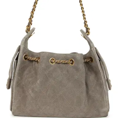Chanel Chanel Mini 25 Hobo Bag Dark Grey Suede Antique Gold Hardware | Thumbnail 5 Chanel Chanel Mini 25 Hobo Bag Dark Grey Suede Antique Gold Hardware | Thumbnail 5