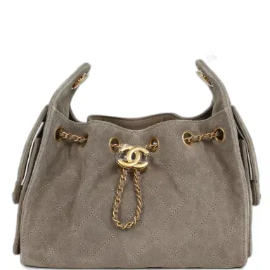 Chanel Chanel Mini 25 Hobo Bag Dark Grey Suede Antique Gold Hardware | Thumbnail 1 Chanel Chanel Mini 25 Hobo Bag Dark Grey Suede Antique Gold Hardware | Thumbnail 1