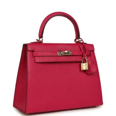 HERMÈS Hermes Special Order (HSS) Kelly Sellier 25 Rose Mexico Verso Chevre Mysore Permabrass Hardware | Thumbnail 2