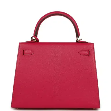 HERMÈS Hermes Special Order (HSS) Kelly Sellier 25 Rose Mexico Verso Chevre Mysore Permabrass Hardware | Thumbnail 4