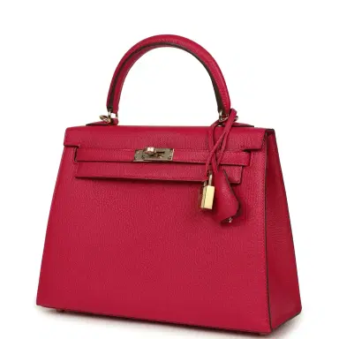 HERMÈS Hermes Special Order (HSS) Kelly Sellier 25 Rose Mexico Verso Chevre Mysore Permabrass Hardware | Thumbnail 5