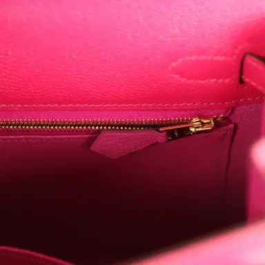 HERMÈS Hermes Special Order (HSS) Kelly Sellier 25 Rose Mexico Verso Chevre Mysore Permabrass Hardware | Thumbnail 9