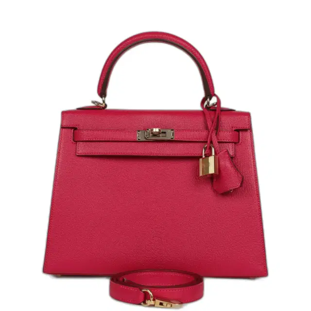 hermes Hermes Special Order (HSS) Kelly Sellier 25 Rose Mexico Verso Chevre Mysore Permabrass Hardware