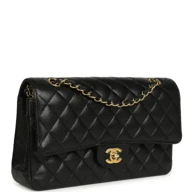 Chanel Pre-owned Chanel Medium Classic Double Flap Black Caviar Gold Hardware | Thumbnail 2