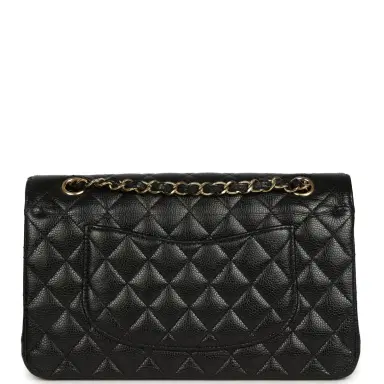 Chanel Pre-owned Chanel Medium Classic Double Flap Black Caviar Gold Hardware | Thumbnail 4