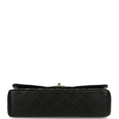 Chanel Pre-owned Chanel Medium Classic Double Flap Black Caviar Gold Hardware | Thumbnail 6