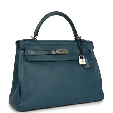 HERMÈS Pre-owned Hermes Kelly Retourne 32 Bleu De Malte Swift Palladium Hardware | Thumbnail 2 HERMÈS Pre-owned Hermes Kelly Retourne 32 Bleu De Malte Swift Palladium Hardware | Thumbnail 2