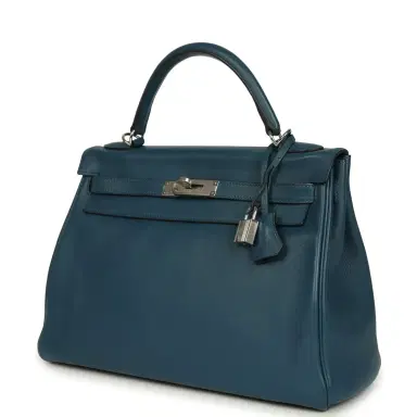 HERMÈS Pre-owned Hermes Kelly Retourne 32 Bleu De Malte Swift Palladium Hardware | Thumbnail 3 HERMÈS Pre-owned Hermes Kelly Retourne 32 Bleu De Malte Swift Palladium Hardware | Thumbnail 3