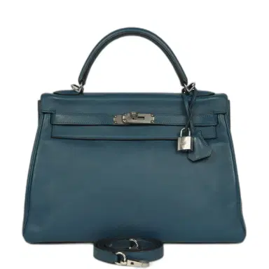 HERMÈS Pre-owned Hermes Kelly Retourne 32 Bleu De Malte Swift Palladium Hardware | Thumbnail 1 HERMÈS Pre-owned Hermes Kelly Retourne 32 Bleu De Malte Swift Palladium Hardware | Thumbnail 1