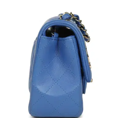 Chanel Preowned Chanel Mini Rectangular Hollywood Charms Flap Bag Blue Lambskin Light Gold Hardware | Thumbnail 3 Chanel Preowned Chanel Mini Rectangular Hollywood Charms Flap Bag Blue Lambskin Light Gold Hardware | Thumbnail 3