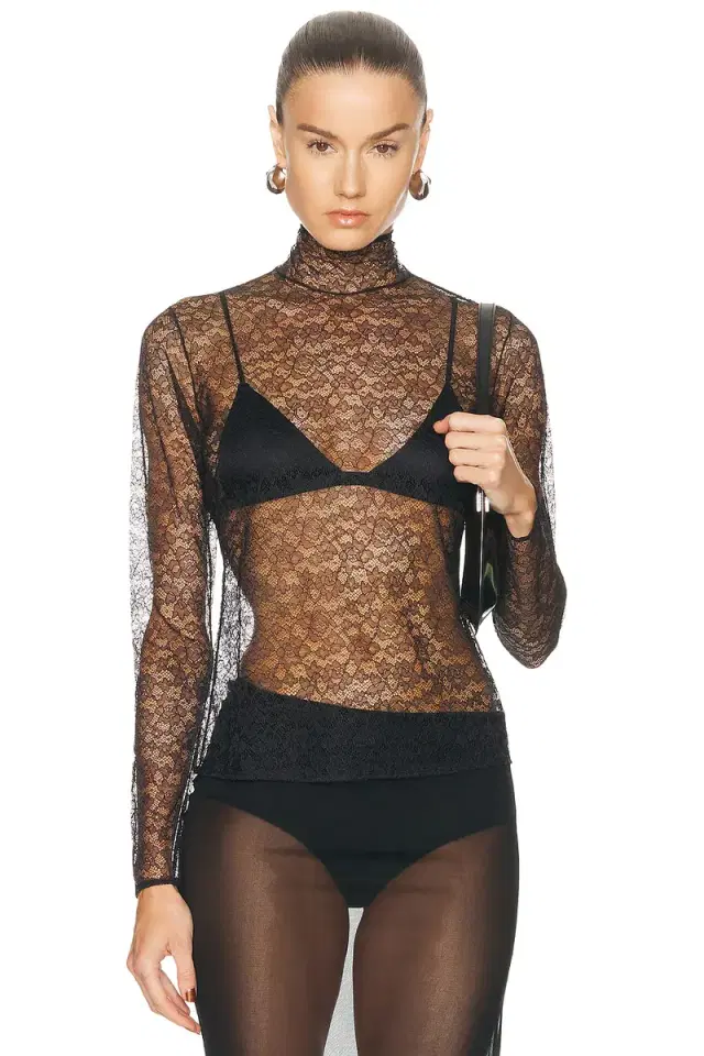 Petite Fleur Long Sleeve Turtleneck Top