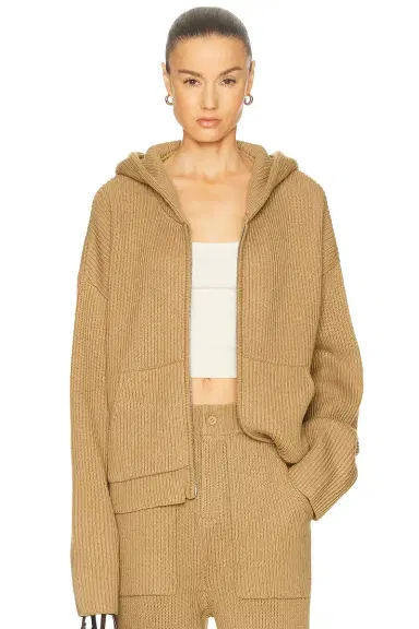 Aya Muse Knit Zip Up Hoodie | Thumbnail 3
