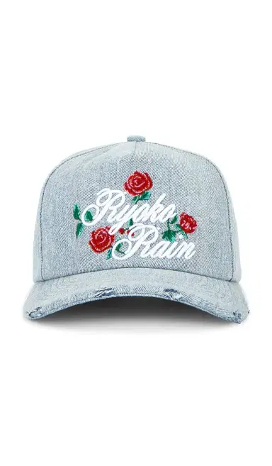 Ryoko Rain Denim Rose Strapback Hat | Thumbnail 1 Ryoko Rain Denim Rose Strapback Hat | Thumbnail 1