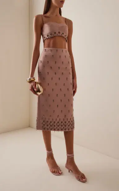 Alexis Luisa Beaded Satin Midi Skirt | Thumbnail 2 Alexis Luisa Beaded Satin Midi Skirt | Thumbnail 2