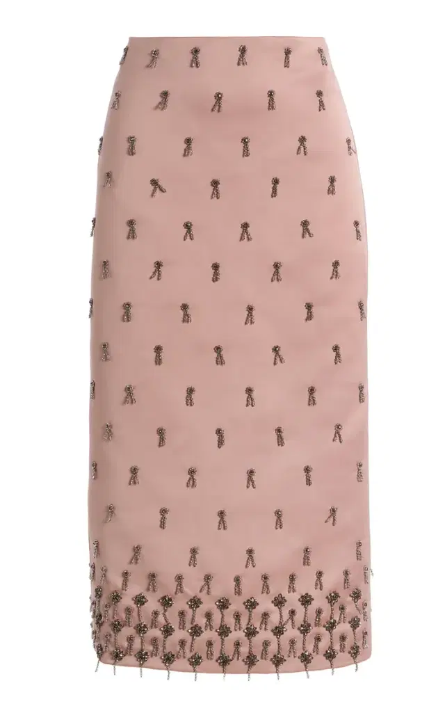 Alexis Luisa Beaded Satin Midi Skirt