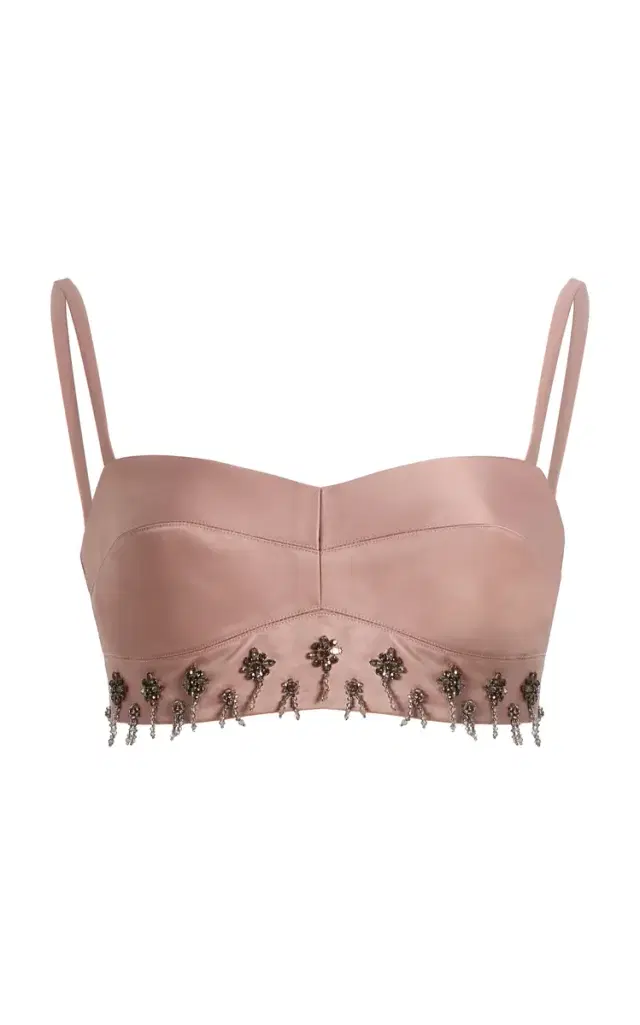 Mili Beaded Satin Crop Top