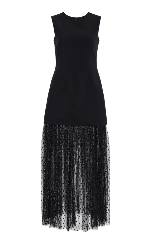 Simonete Tulle-Detailed Satin Midi Dress