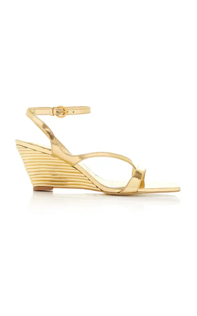 SIMKHAI Rola Metallic Leather Wedge Sandals
