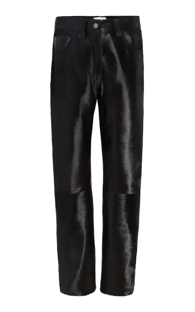 Callum Mid-Rise Haircalf Straight-Leg Pants