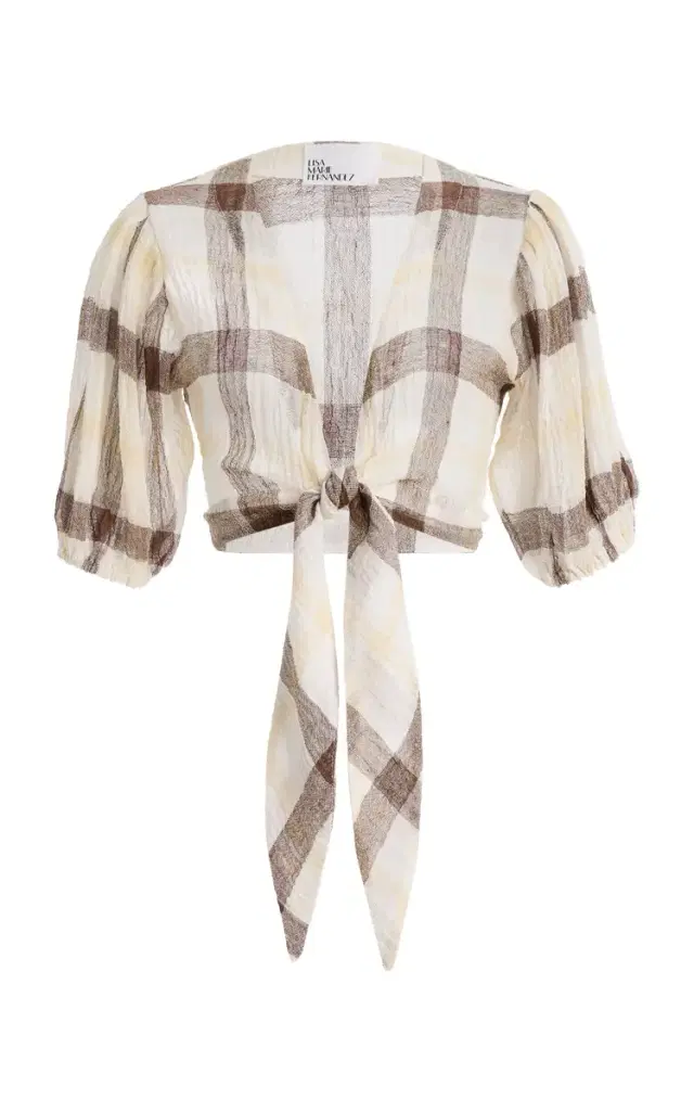 Exclusive Pouf Linen-Blend Gauze Top