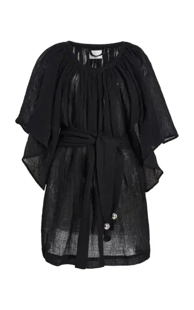 Lisa Marie Fernandez Angel-Sleeve Linen-Blend Gauze Mini Dress | Thumbnail 6